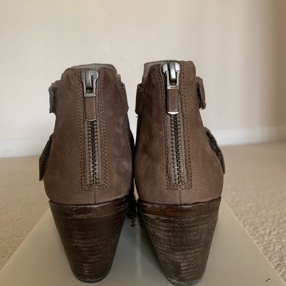 Eileen Fisher Brown Suede Peep Toe Heeled Booties - S 6.5 - Picture 6 of 6